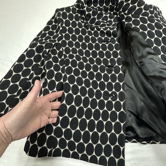 Milly of New York An Original Womens 8 Wool Blend Jacket Polka Dot Black White - Picture 10 of 16